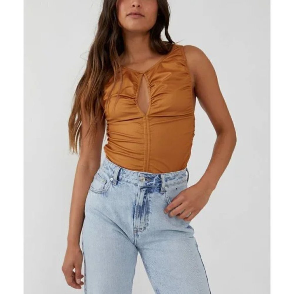 Free People Ride Along Ruched Crop Tank in Colorway Cowgirl Coquette
